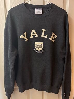 Champion Dark Gray Crewneck Sweatshirt with Cream YALE Logo
